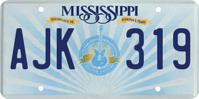 MS license plate AJK319
