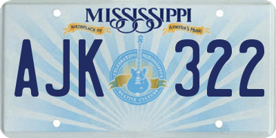 MS license plate AJK322