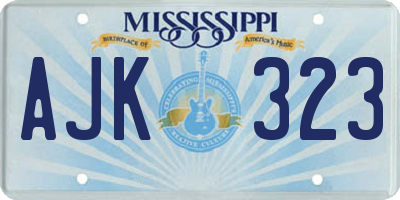 MS license plate AJK323