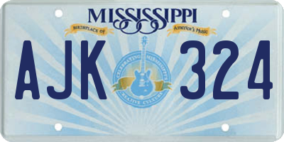 MS license plate AJK324