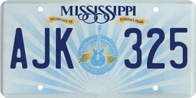 MS license plate AJK325