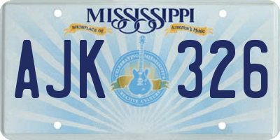 MS license plate AJK326