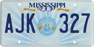 MS license plate AJK327