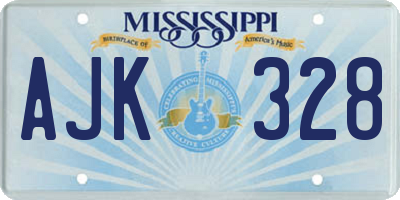 MS license plate AJK328