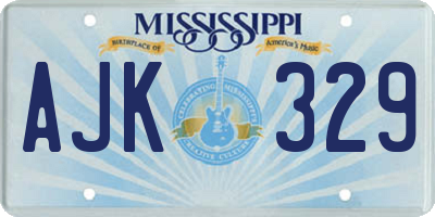 MS license plate AJK329
