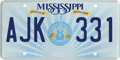 MS license plate AJK331
