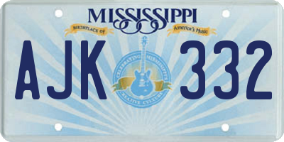 MS license plate AJK332