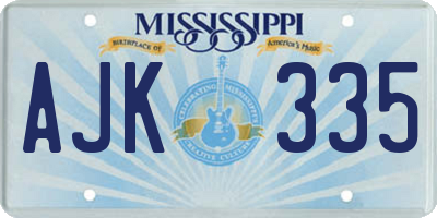 MS license plate AJK335