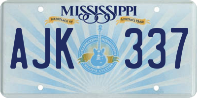 MS license plate AJK337