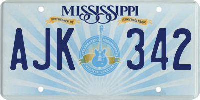 MS license plate AJK342