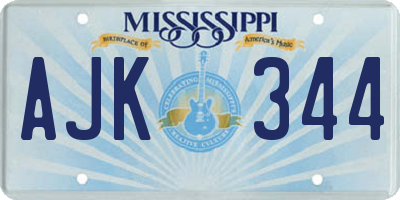 MS license plate AJK344