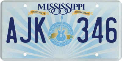 MS license plate AJK346