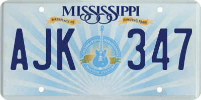 MS license plate AJK347