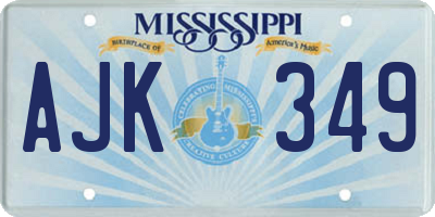 MS license plate AJK349