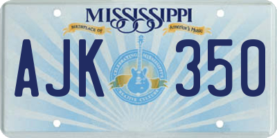 MS license plate AJK350