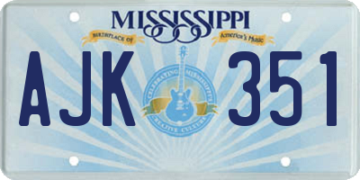 MS license plate AJK351