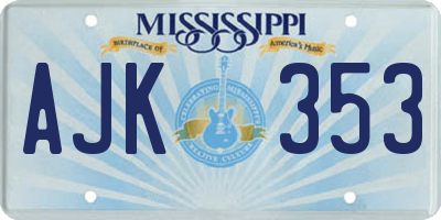 MS license plate AJK353