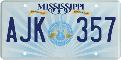 MS license plate AJK357