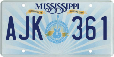 MS license plate AJK361