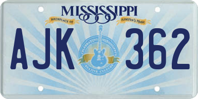 MS license plate AJK362