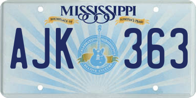 MS license plate AJK363