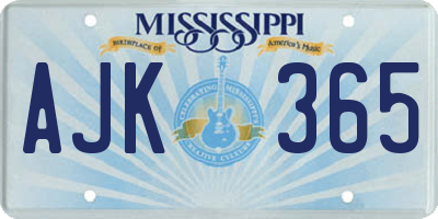 MS license plate AJK365