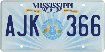 MS license plate AJK366