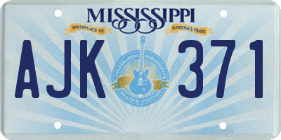 MS license plate AJK371