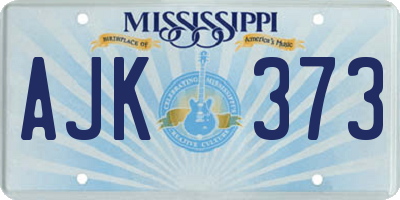 MS license plate AJK373