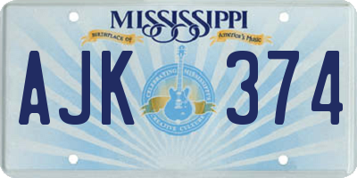 MS license plate AJK374