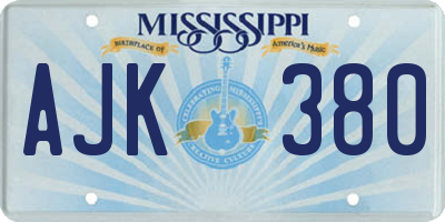 MS license plate AJK380