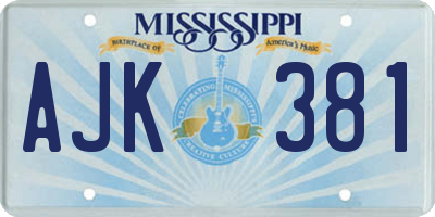 MS license plate AJK381