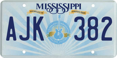 MS license plate AJK382
