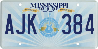 MS license plate AJK384