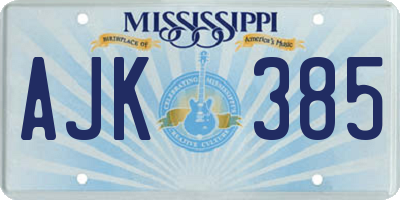 MS license plate AJK385