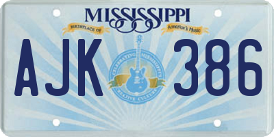 MS license plate AJK386