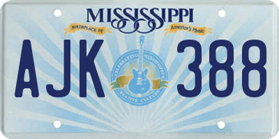 MS license plate AJK388