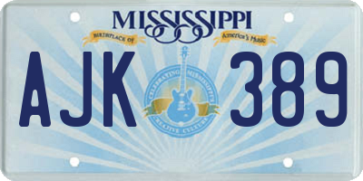 MS license plate AJK389