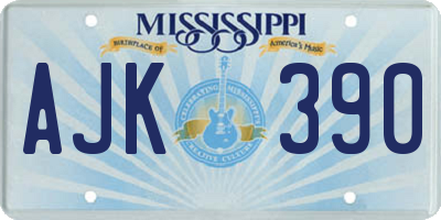 MS license plate AJK390