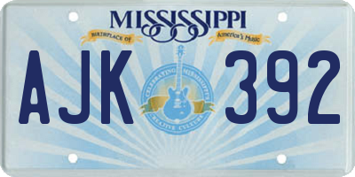 MS license plate AJK392