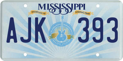 MS license plate AJK393