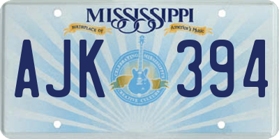 MS license plate AJK394