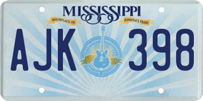 MS license plate AJK398