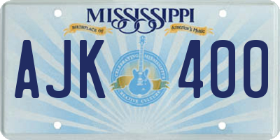 MS license plate AJK400