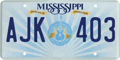 MS license plate AJK403