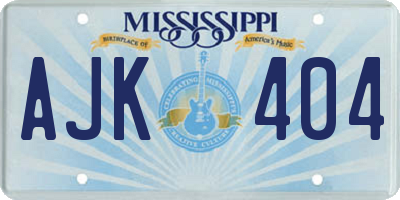 MS license plate AJK404