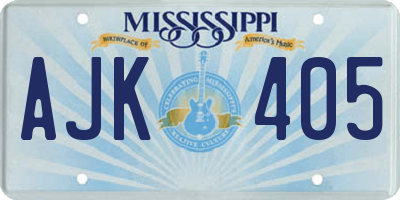 MS license plate AJK405