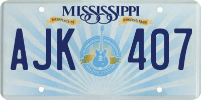 MS license plate AJK407