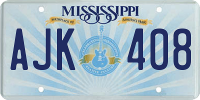 MS license plate AJK408