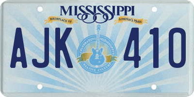 MS license plate AJK410